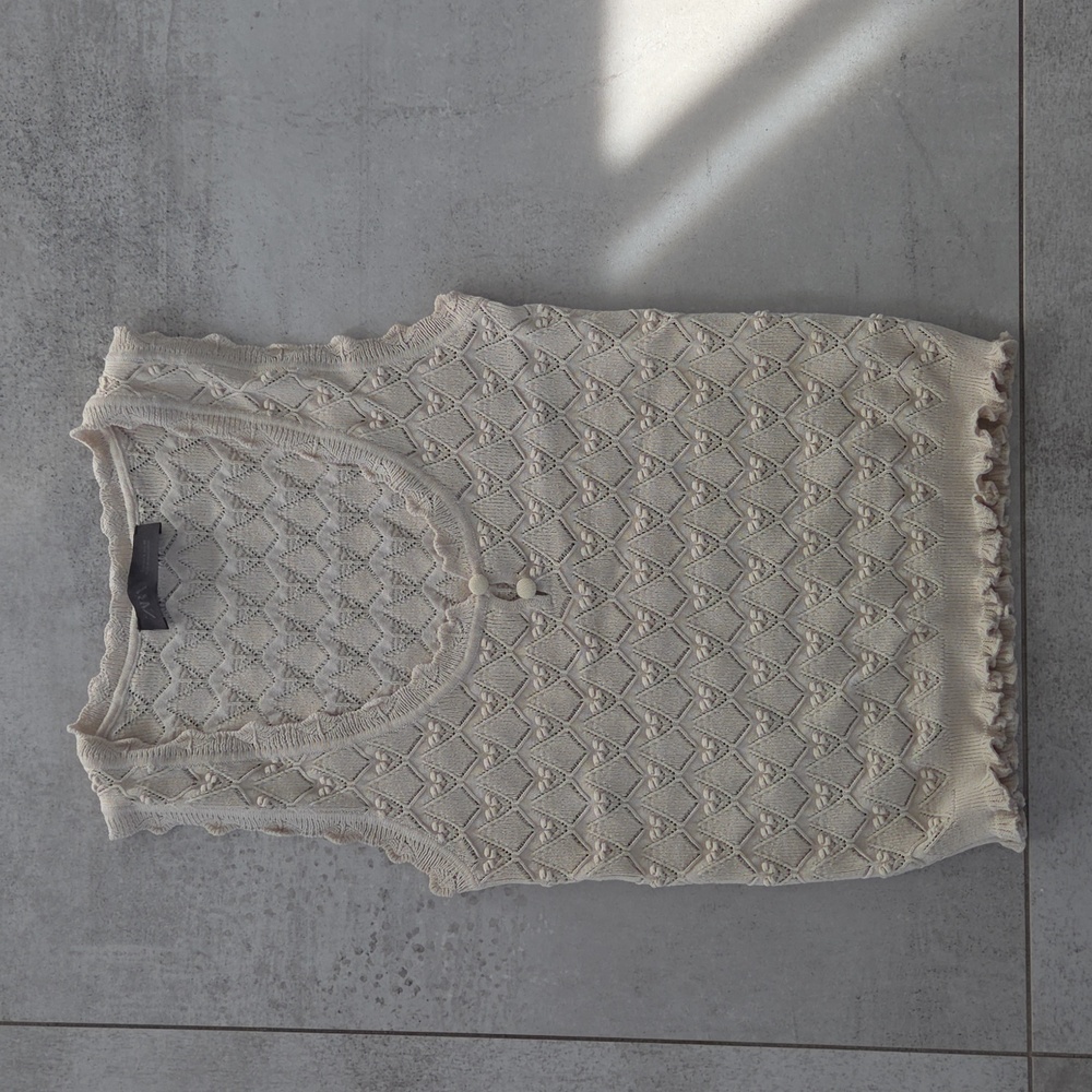 Zara Cream Textured Knit Tank Top